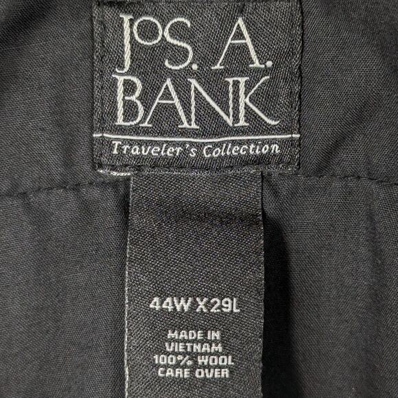 Jos A Bank Travelers Collection Wool Dress Pants 44x29 Gray Pleated Lined - Picture 3 of 3